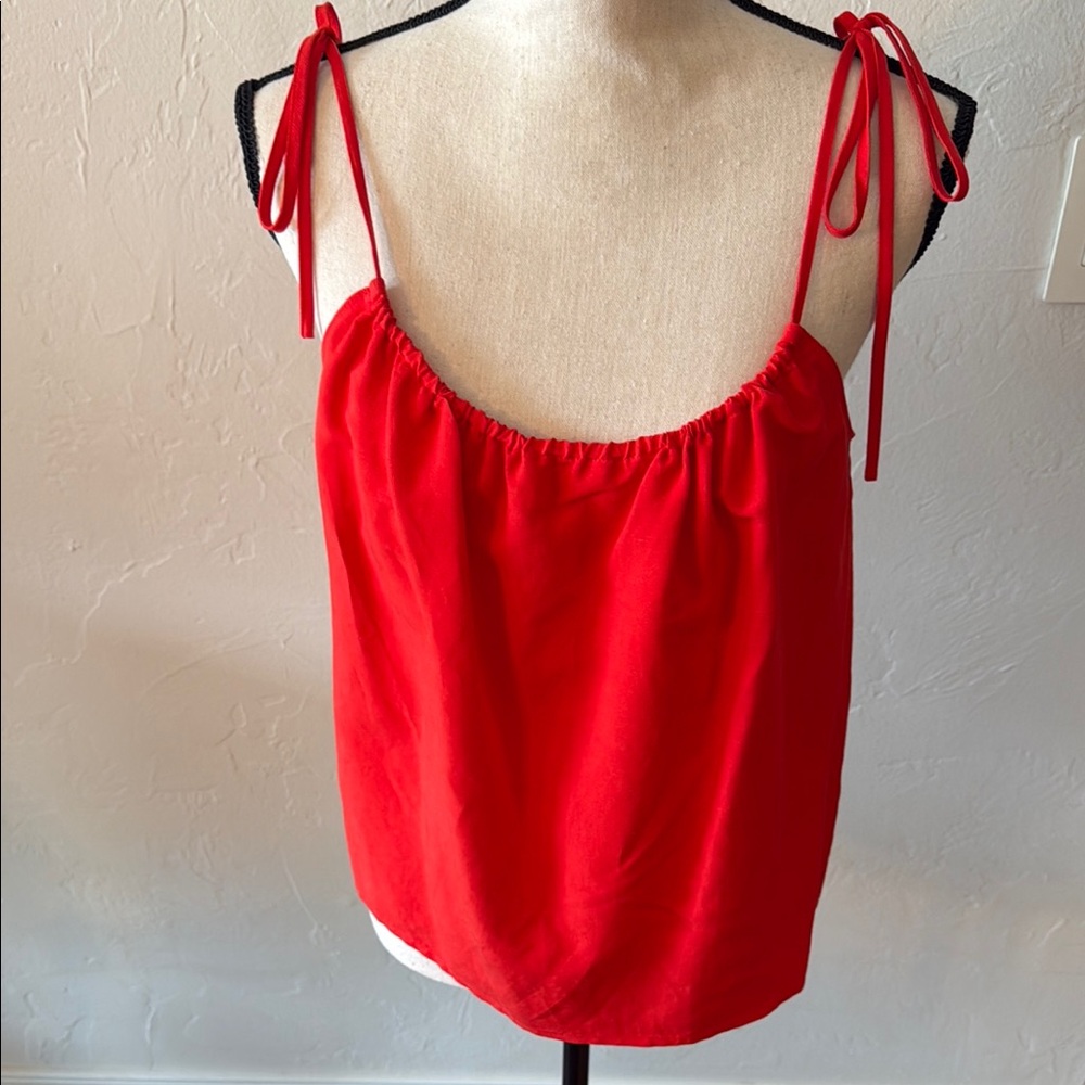 Red Sleeveless Top with Tie Straps
